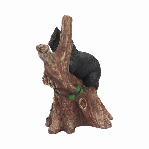 Photo #3 of product B1806E5 - Onyx Cat in Tree Figurine Wiccan Witch Gothic Ornament