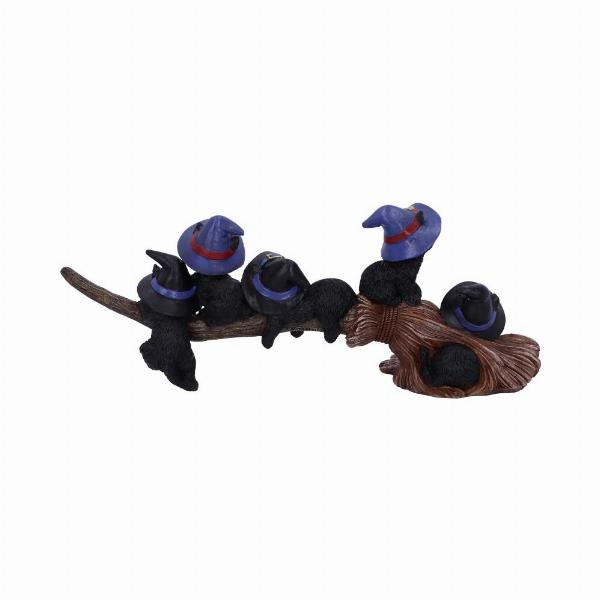 Photo #3 of product U5485T1 - Purrfect Broomstick Witches Familiar Black Cats and Broomstick Figurine