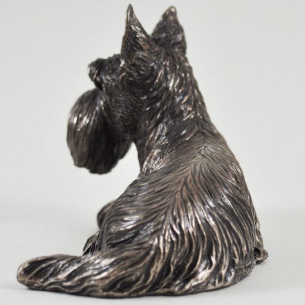 Photo of Scottie Dog Lying Bronze Dog Sculpture