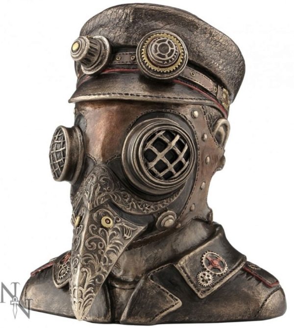 Photo of Steampunk Plague Doctor Bronze Figurine Secret Box 15.5cm