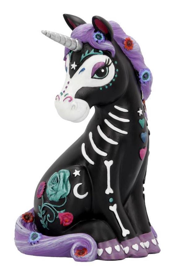 Photo #1 of product B4702P9 - Sugarcorn Black Day of the Dead Skeleton Unicorn Figurine