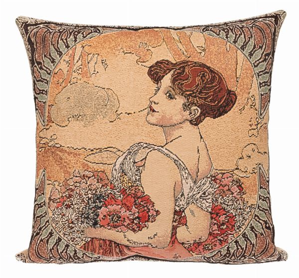 Phot of Summer By Mucha Tapestry Cushion