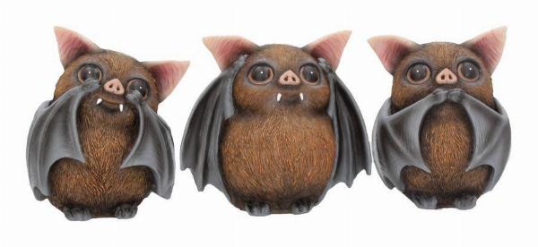 Photo #1 of product B4473N9 - Nemesis Now Three Wise Bats Figurines 8.5cm