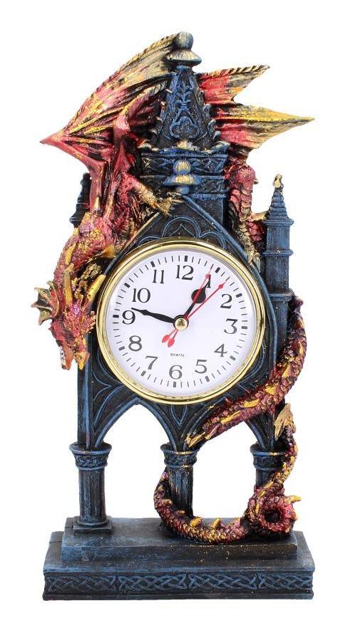 Photo #1 of product AL50380 - Red Dragon Gothic Fantasy Time Guardian Clock
