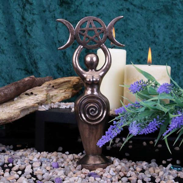 Photo #5 of product D4029K8 - Triple Goddess Figurine Bronzed Wiccan Idol Ornament
