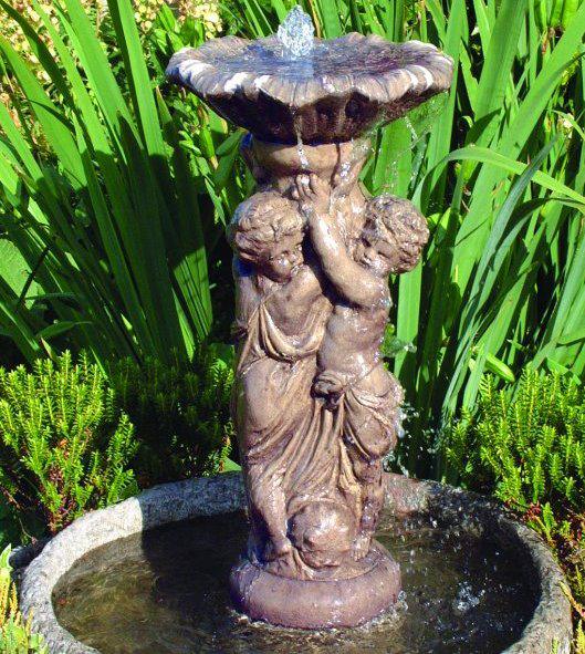 Photo of Two Cherub Stone Birdbath