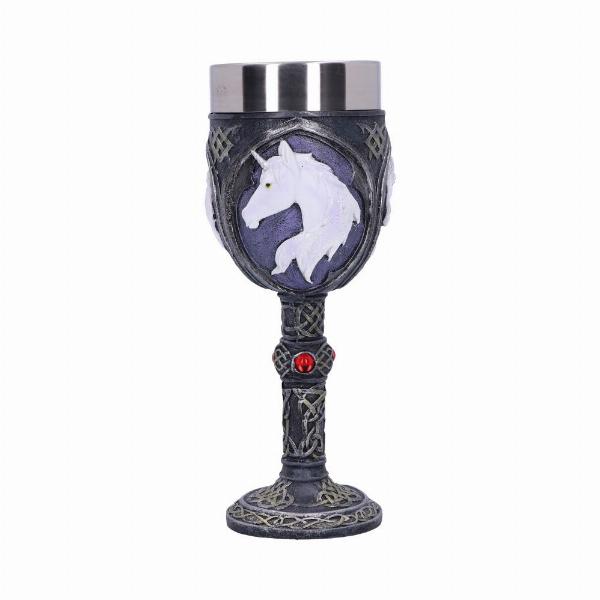 Photo #1 of product U0003A3 - Celtic Purple Unicorn Refreshment Goblet Wine Glass 19cm
