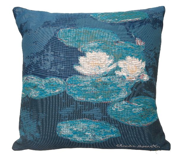 Phot of Water Lilies Evening Effect Tapestry Cushion By Monet