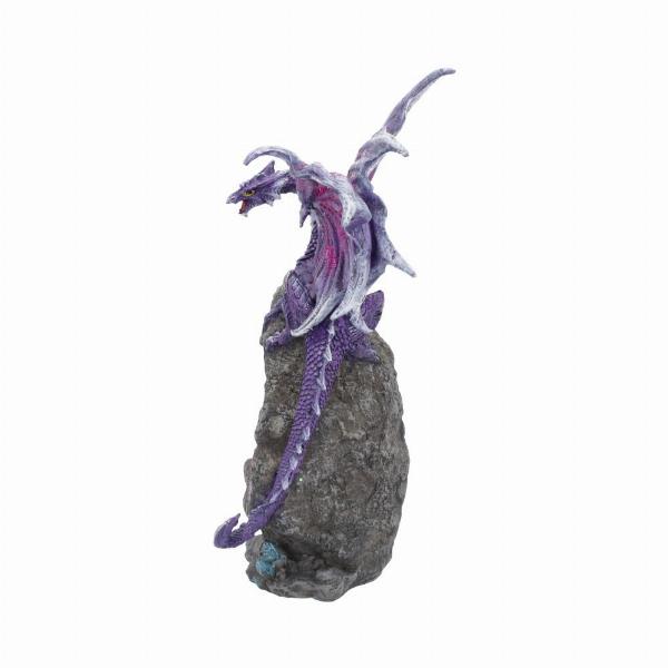 Photo #2 of product U4498N9 - Amethyst Custodian Fantasy Purple Dragon Sitting On A Geode 22cm