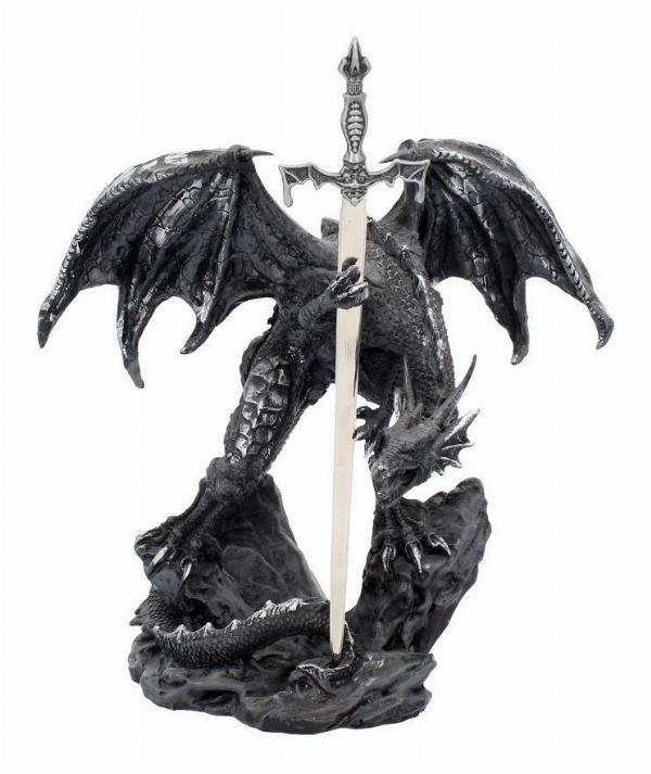 Photo #1 of product AL50255 - Gothic Black Dragon Sword Letter Opener Figurine