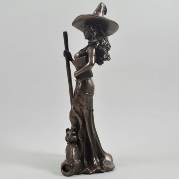 Photo of Bronze Witch with Cat Figurine