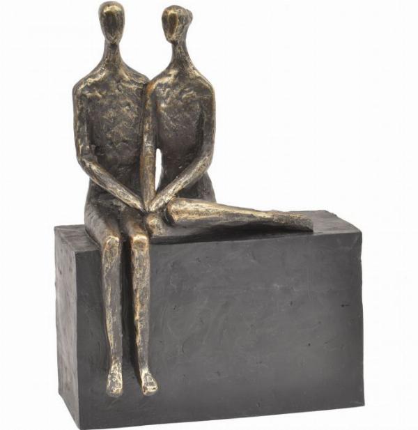 Photo of Couple on Block Antique Bronze Sculpture