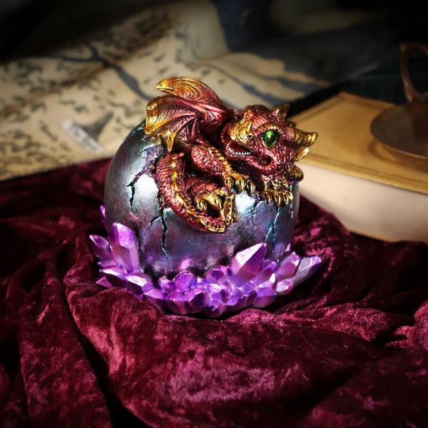 Photo #5 of product U5481T1 - Crimson Hatchling Glow Dragon Red Dragonling Crystal Figurine