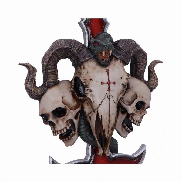 Photo #4 of product B5304S0 - James Ryman Devils Cross Ram's Skull Petrine Cross Wall Plaque