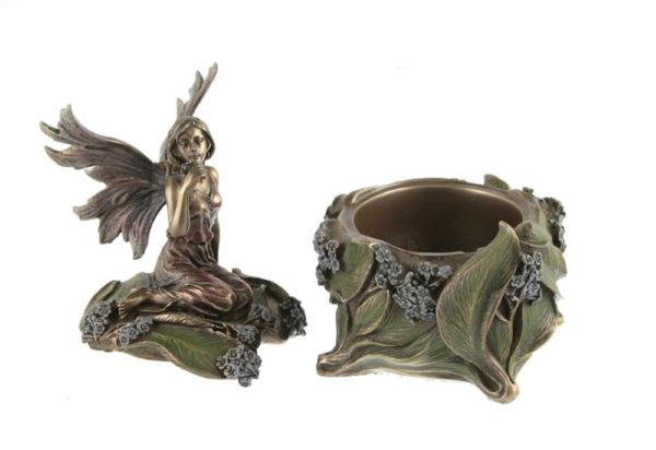 Photo of Fairy Holding Flower Trinket Box Bronze