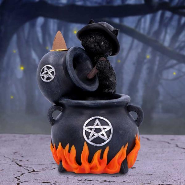 Photo #5 of product U6134W2 - Familiar Brew Black Cat Backflow Incense Burner 18cm