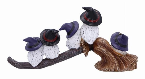 Photo #4 of product U6737A24 - Feathered Owls on Broomstick Figurine 26cm