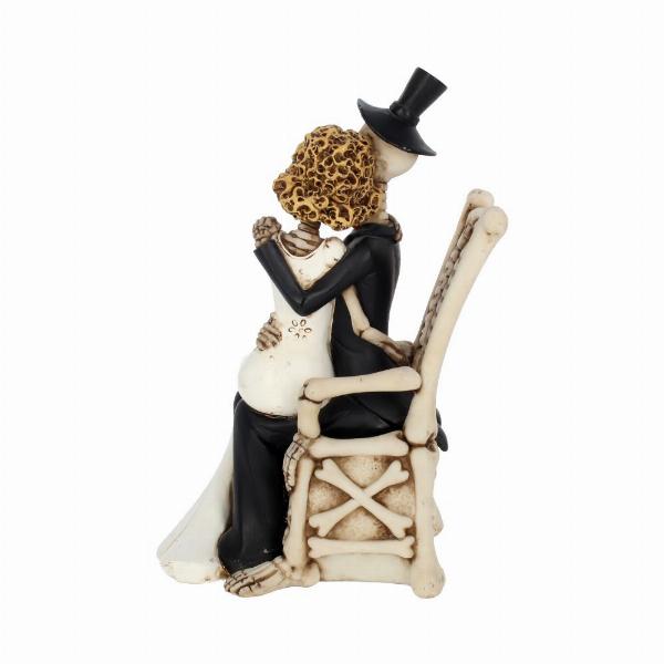 Photo #3 of product AL50112 - For Better, For Worse Gothic Sugar Skull Bride Groom Figurine Wedding Ornament