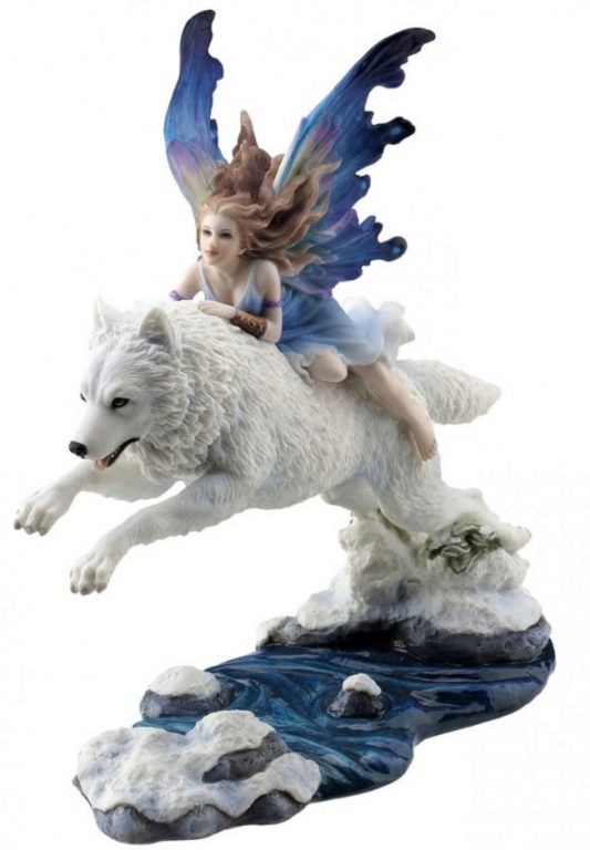 Photo of Free Spirit Fairy Wolf Rider Statue 23.5cm