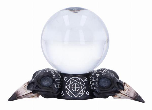 Photo #4 of product D6770A24 - Gothic Raven Crystal Ball and Holder 15cm