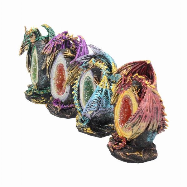 Photo #2 of product U1284D5 - Geode Keepers set of 4 light-up dragon crystal figurines