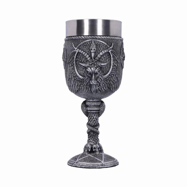 Photo #4 of product C1963F6 - Baphomet Goblet Silver Goat God Deity Wine Glass