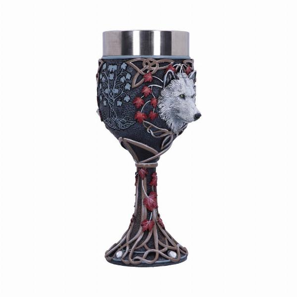 Photo #4 of product B5397S0 - Lisa Parker Guardian of the Fall White Autumn Wolf Goblet