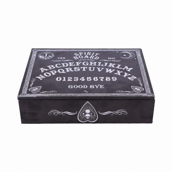 Photo #1 of product B5112R0 - Black and White Spirit Board and Planchette Jewellery Storage Box with Mirror