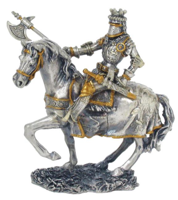 Photo of Knight on Horse with Axe Pewter Figurine