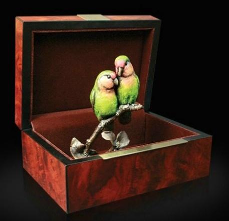 Photo of Lovebirds Bronze Figurine with Wooden Presentation Box (Limited Edition) Keith Sherwin