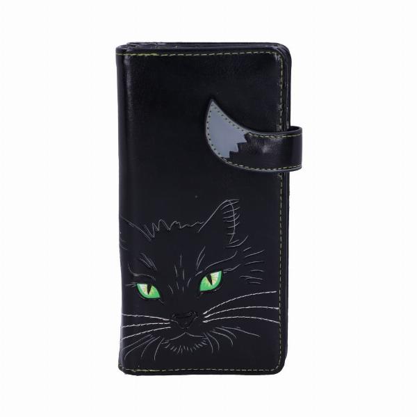 Photo #5 of product C3012H7 - Black Lucky Cat Purse Embossed Eye Tail Wallet