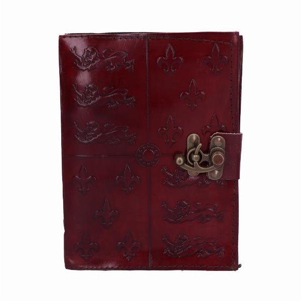 Photo #1 of product B5115R0 - Lockable Red Leather Medieval Embossed Journal