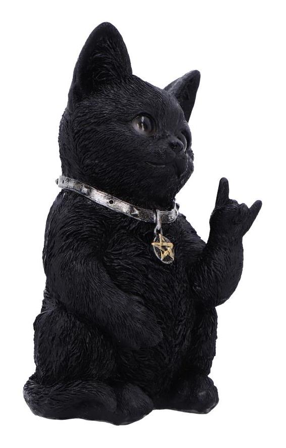 Photo #4 of product U6862C24 - Metallicat Black Cat Throwing Rock Hand Sign