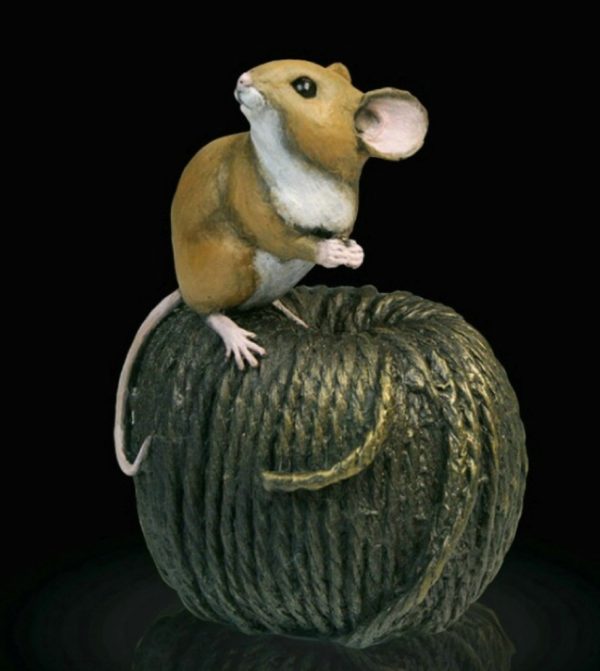 Photo of Mouse on Ball of Twine Bronze Figurine Michael Simpson