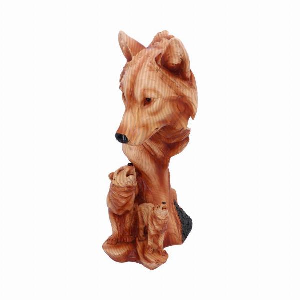 Photo #1 of product H5036R0 - Natural Song Howling Wolves Wood Effect Bust