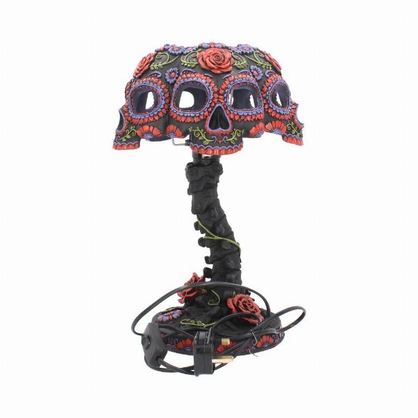 Photo #4 of product B3622J7 - Night Blooms Black and Red Sugar Skull Lamp