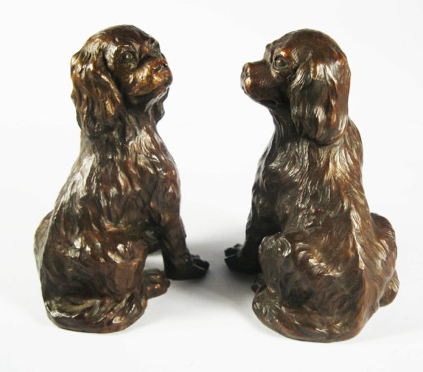 Photo of Pair of King Charles Cavalier Spaniels Bronze Ornaments