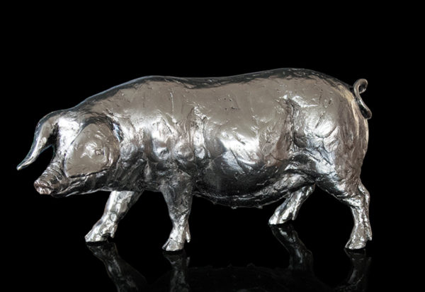 Photo of Pig Nickel Plated Figurine 26 cm Michael Simpson