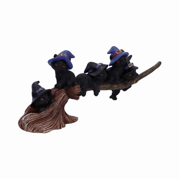 Photo #4 of product U5485T1 - Purrfect Broomstick Witches Familiar Black Cats and Broomstick Figurine