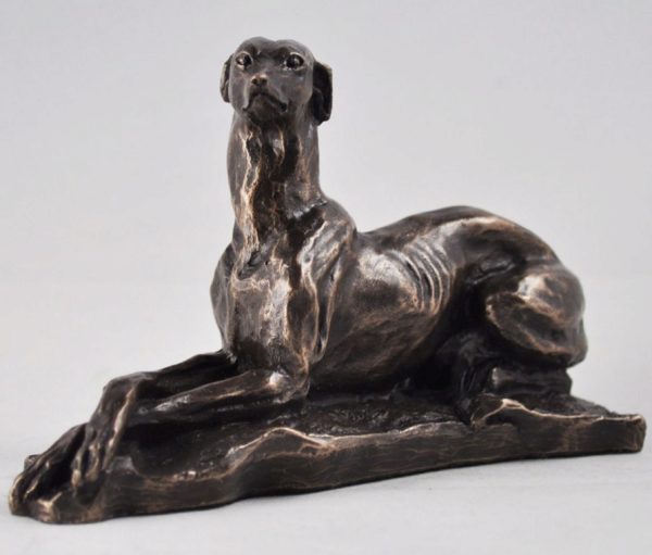 Photo of Resting Greyhound Dog Bronze Sculpture 14.5cm (Harriet Glen)