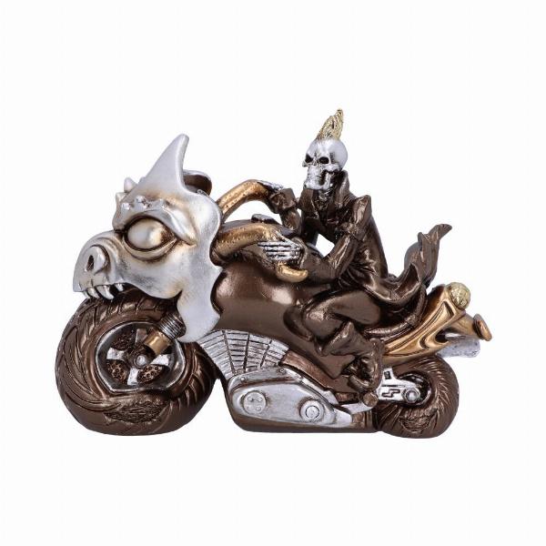 Photo #1 of product U5948V2 - Ride or Die Bronze Motorcyle Model With Skeleton Rider 19cm