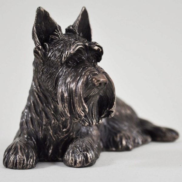 Photo of Scottie Dog Lying Bronze Dog Sculpture