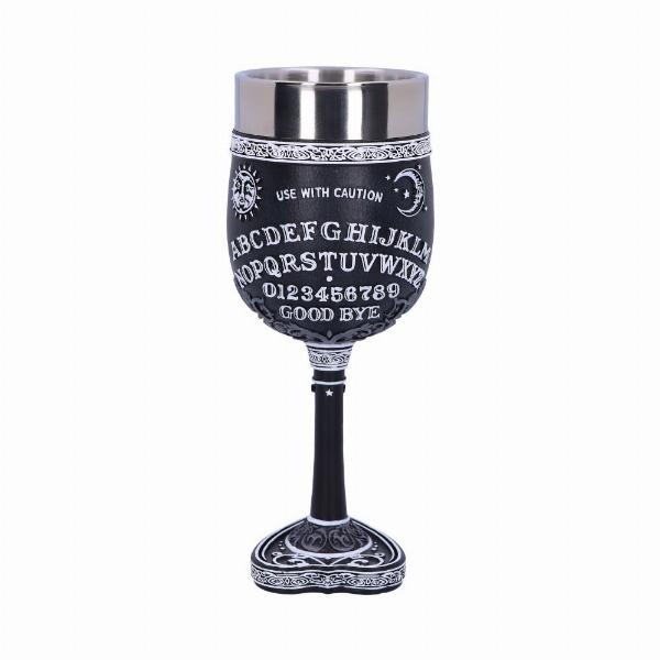 Photo #1 of product B5141R0 - Black and White Spirit Board Goblet Glass