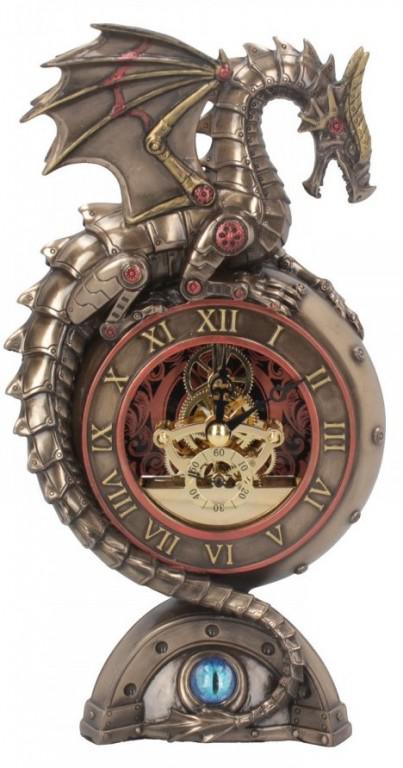 Photo of Steampunk Dragon Clock Bronze Figurine