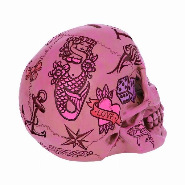 Photo #4 of product B5235S0 - Pink Traditional Tribal Tattoo Fund Skull Money Box
