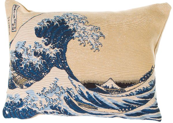 Phot of The Great Wave Off Kanagawa By Hokusai Tapestry Cushion