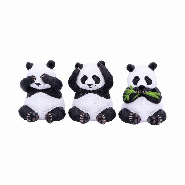 Photo #1 of product B4859P9 - Three Wise Pandas Bear Ornaments