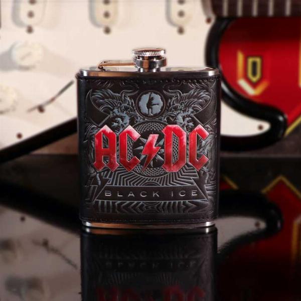 Photo #5 of product B5521T1 - Officially Licensed AC/DC Black Ice Album Embossed Hip Flask
