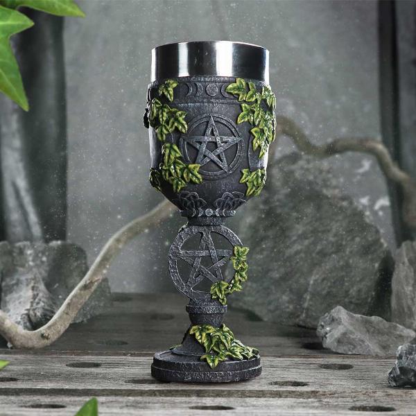 Photo #5 of product B6356X3 - Aged Wiccan Pentagram Goblet 19.5cm