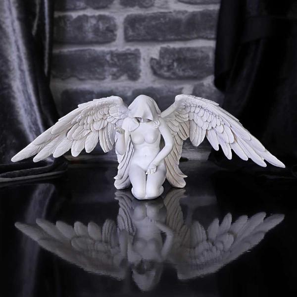 Photo #5 of product U5468T1 - White Angels Offering Kneeling Caped Angel Figurine